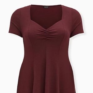 TORRID BURGUNDY PURPLE SLUB RIB MINI FLUTED DRESS